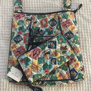 Vera Bradley Cuban Stamp Pattern - Cross body and matching wallet.